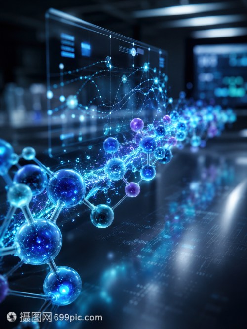 高科技分子网络球体结构数据展示